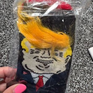 New Adult Trump Novelty Black and Yellow  Socks
